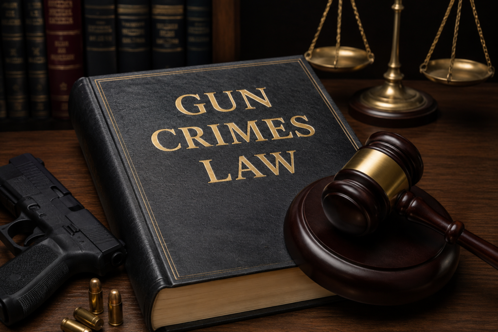 generate a realstick and write image Gun Crimes Law without human and content
